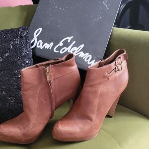 Sam Edelman Tan Ankle Booties with Buckle Detail